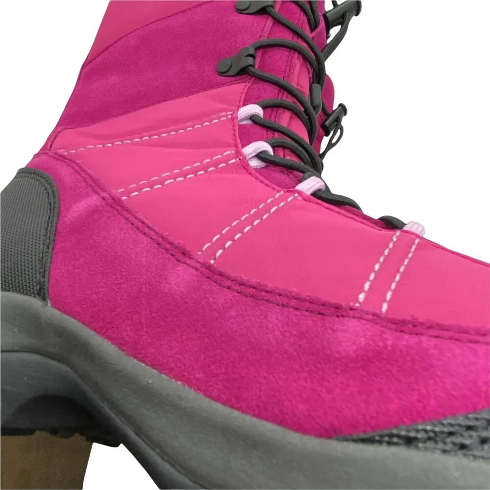 Lands End Winter Boots Women’s 30525 Pink Laceup Round Toe Mid Calf size 6M NWOT